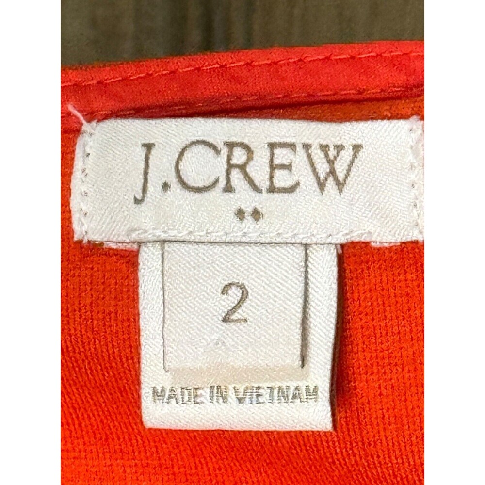 J.CREW Fit & Flare Dress Paneled Knit Sleeveless Ruffle Hem Size 2 Bright Orange - Picture 7 of 8